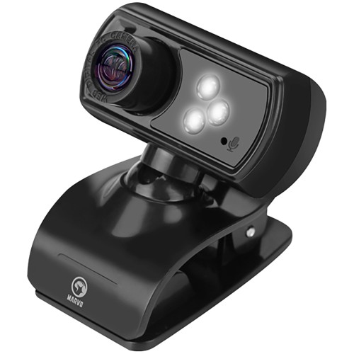 Camera web Marvo MPC01, 5MP, Full HD, microfon, iluminare LED (Negru)