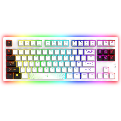 Tastatura AQIRYS Aludra TKL, Gateron Red Switch, iluminare RGB, USB, alb