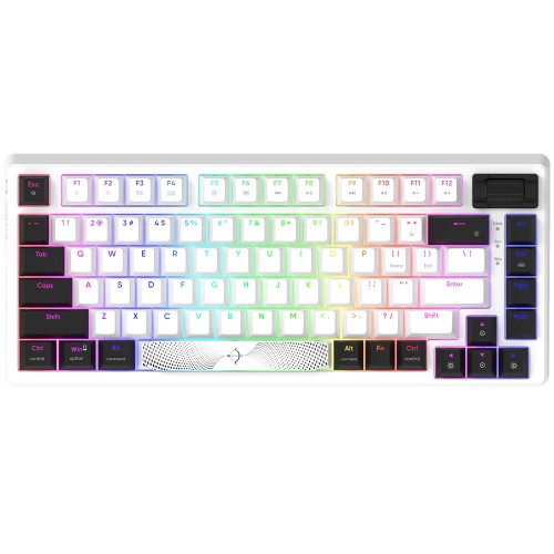 Tastatura AQIRYS ADARA Mini, Gasket-Mount, HaiMu Pink Switch, iluminare RGB, USB, alb