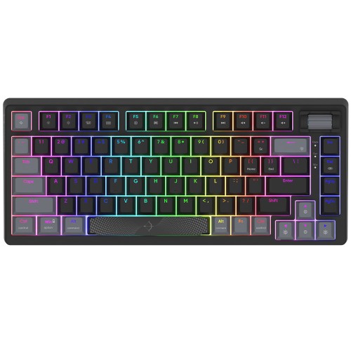 Tastatura AQIRYS ADARA Mini, Gasket-Mount, HaiMu Pink Switch, iluminare RGB, USB, negru