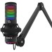 Microfon AQIRYS Galileo, shock-mount, brat articulat, stand, Iluminare RGB, USB